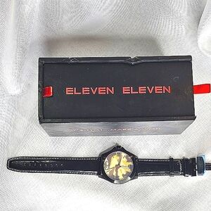 🔥🔥 "Eleven Eleven" Army Fatigue Face/Black Patent Leather Strap Watch